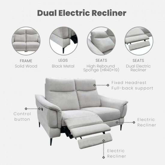 CLEO Dual Electric Recliner Sofa, 2-Seater, L155 CLEO Dual Electric Recliner Sofa, 2-Seater, L155